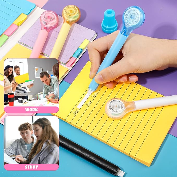 Gersoniel 50 Pack Correction Tape Pen Correctional Ink Tape Push Pull Protective - Image 6