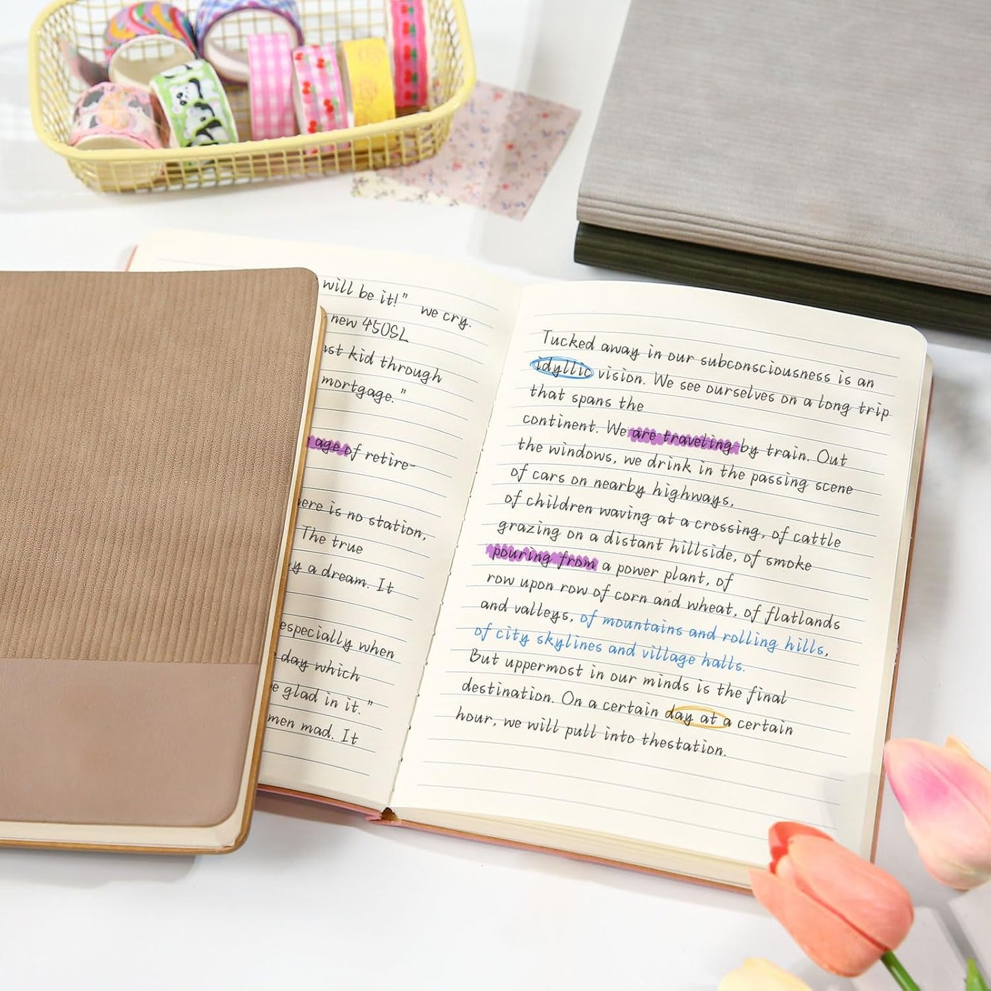 Lined Journal Notebook for Work College Ruled Note Book 5.79"x8.27" A5 PU Leather Daily Journaling 216 Pages for Women Men Writing Home School Supplies Business (A5 Lined 216pages, 02-Dark Pink)