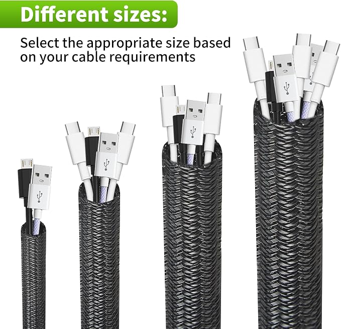 Split Wire Loom 1/2 Inch 25ft, Braided Cable Sleeve - Image 5
