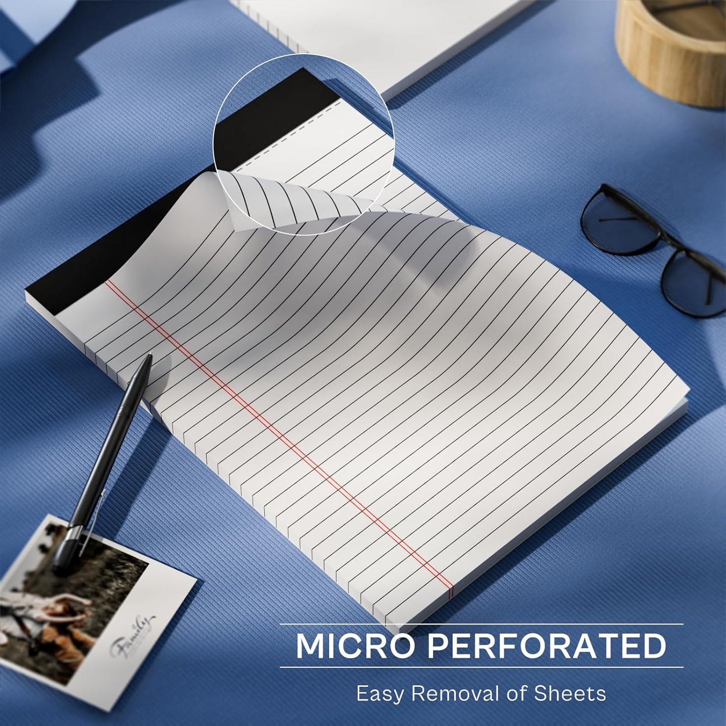 Legal Pads 8.5 x 11, Writing Paper Tablets 8-1/2 x 11, 6 Pack White Note Pads 8.5 x 11 for Office Supplies, Letter Pads 8.5 x 11 Wide Ruled, Perforated Notepads 8.5 x 11, 30 Sheets Each Notebook Paper