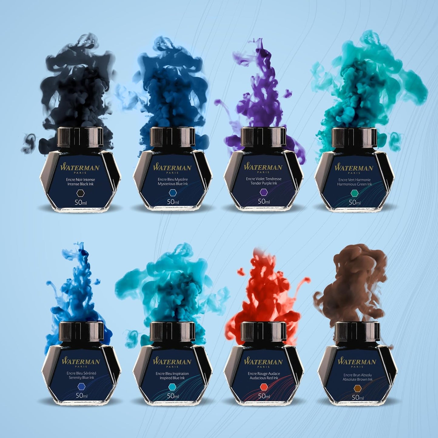 Waterman Fountain Pen Ink, Intense Black, 50ml Bottle, For Refillable Fountain Pens