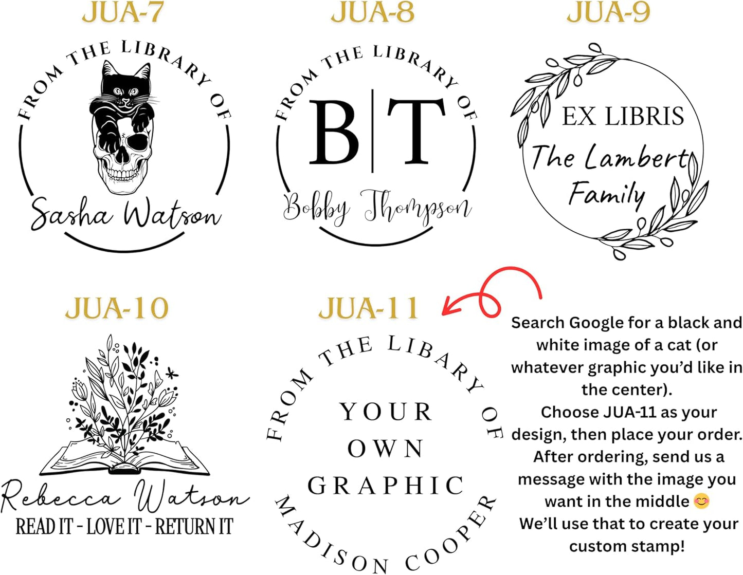 Custom Personalized Book Stamp Wood Handle from The Library of Ex Libris Stamper Name Stamps for Books Bookplate Book Lovers (Wood Handle Stamp 1 Piece)