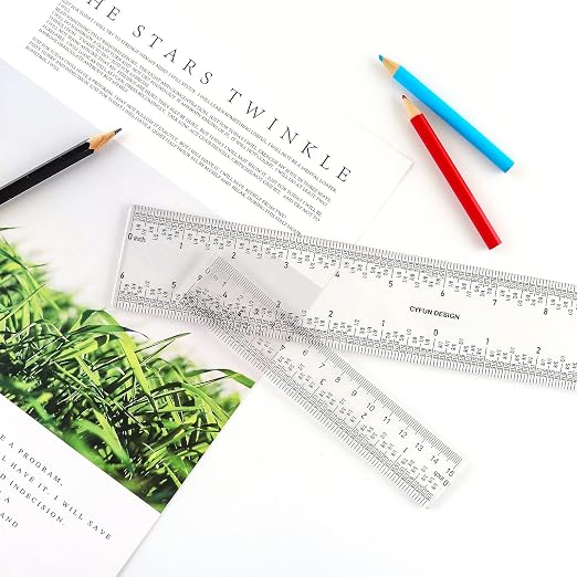 2 PCS 6"/12" Clear Acrylic Ruler Zero-Centering Ruler - Image 8