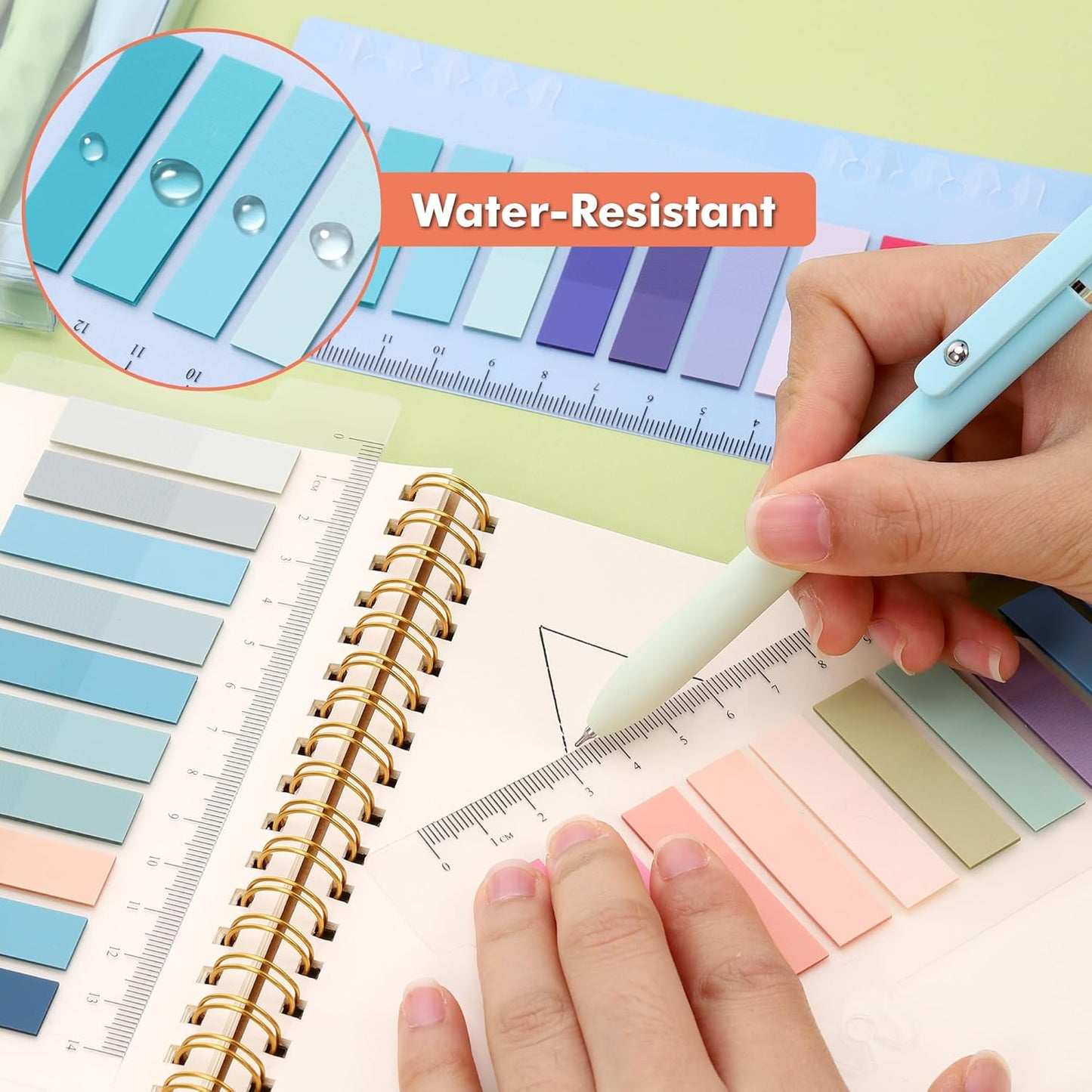 Book Tabs for Annotating, 2000Pcs Sticky Tabs with Ruler, Transparent Sticky Notes for Binders, Page Markers for Notebooks, Multi-Colored Writable and Repositionable Book Flags Strip Index Tabs