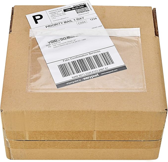 SJPACK 3000 7.5" x 5.5" Clear Adhesive Top Loading Packing List/Label Envelopes by SJPACK