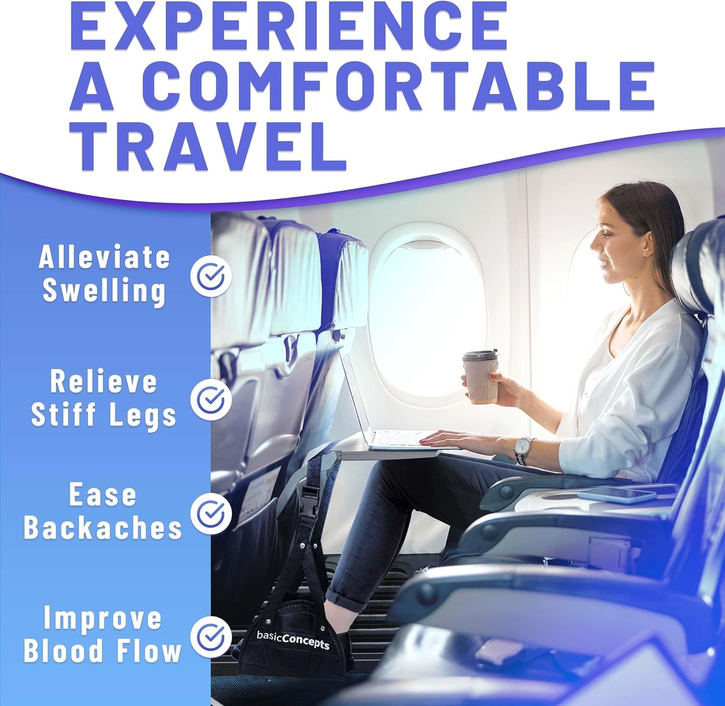 Airplane Foot Rest (Travel Comfortably), Perfect Foot Hammock Airplane or Plane Travel Essentials to Relax Your Feet - Airplane Travel Essentials, Long Flight Essentials, Airplane Foot Hammock