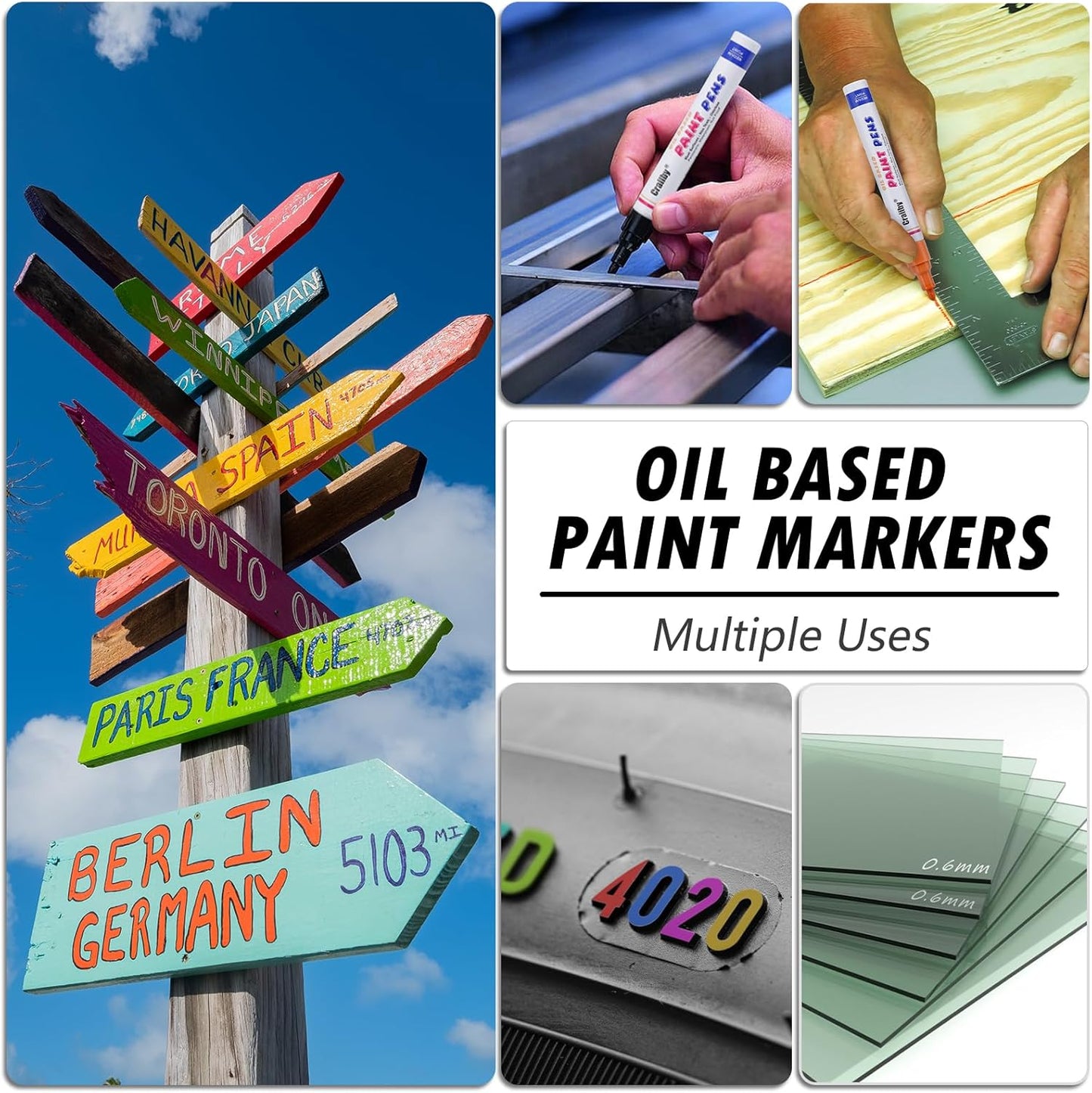 Pink Paint Markers, 5 Pack Oil-Based Waterproof Quick Dry Permanent Paint Pen Set for Rocks Painting, Wood, Fabric, Plastic, Canvas, Glass, Mugs, Metal, Tire, Stone, DIY Craft