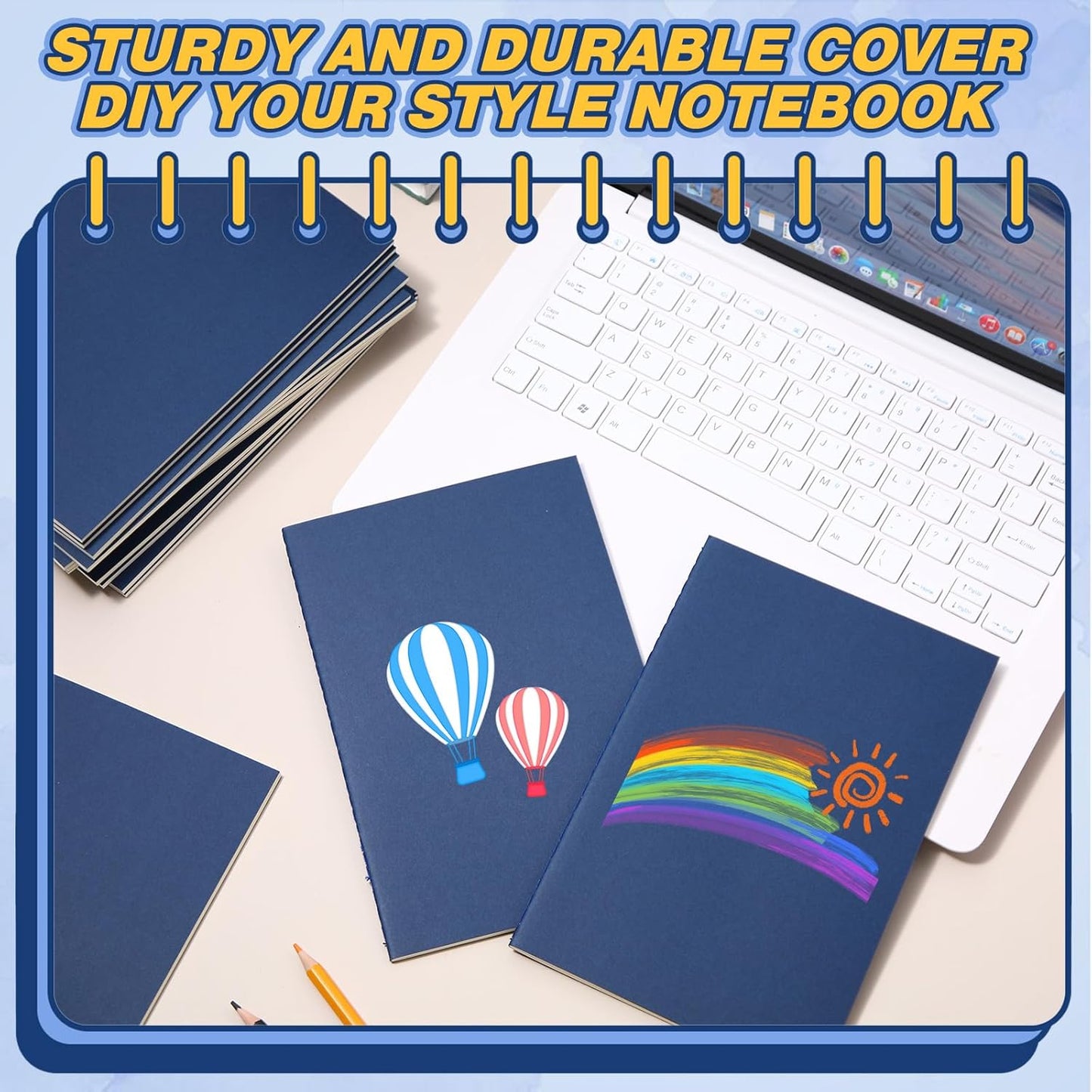 Sepamoon 150 Pack Kraft Notebook Journals 5.82 Inch x 4.13 Inch A6 Journal Softcover Notebooks Bulk for Kids Student Writing Sketch Travel Office Notepad with 48 Pages 24 Sheets, Lined (Blue)