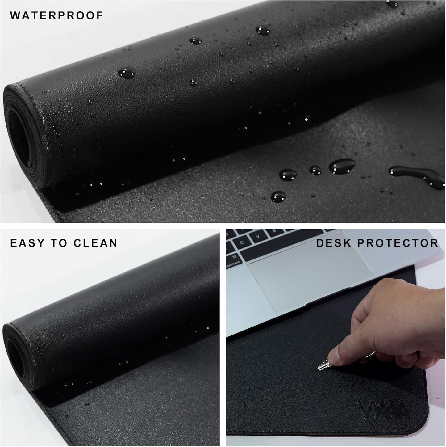 Vyaaa 78.7"x31.5" PU Leather Large Desk Mat (Black) - XXL Extended Mouse pad, Office Desk Protector, Non-Slip Computer Desk pad for Office, Gaming, Home