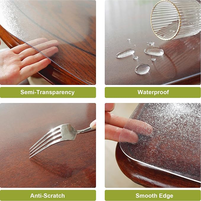 OstepDecor 18 x 24 Inch Frosted Table Cover Protector, 2mm Thick Clear Plastic - Image 3