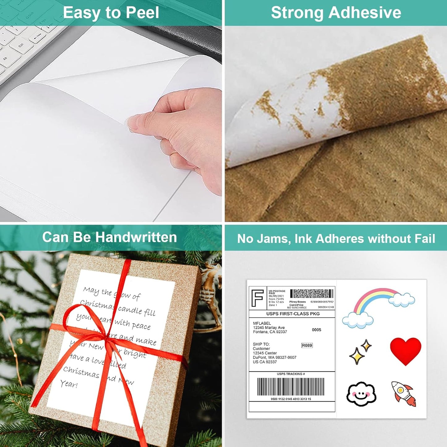 MFLABEL Half Sheet Shipping Labels - 1000 Sheets (2000 Labels) 8.5" x 5.5" Self-Adhesive Address Labels for Laser & Inkjet Printers, Packaging Labels for Shipping Includes Free Fragile Stickers