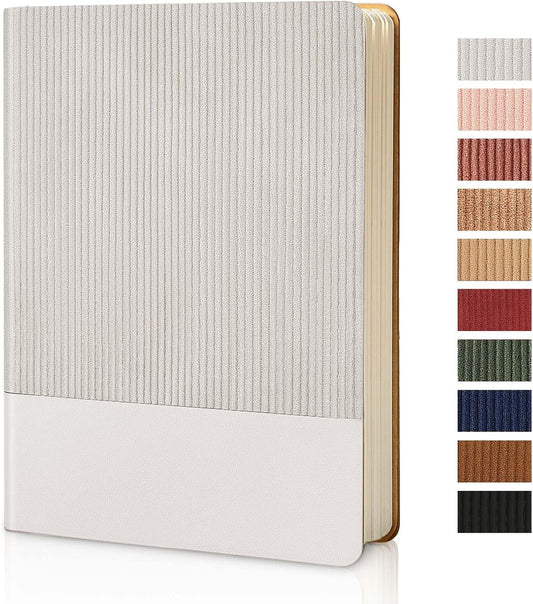 Lined Journal Notebook for Work College Ruled Note Book 5.79"x8.27" A5 PU Leather Daily Journaling 216 Pages for Women Men Writing Home School Supplies Business (A5 Lined 216pages, 06-Grey)