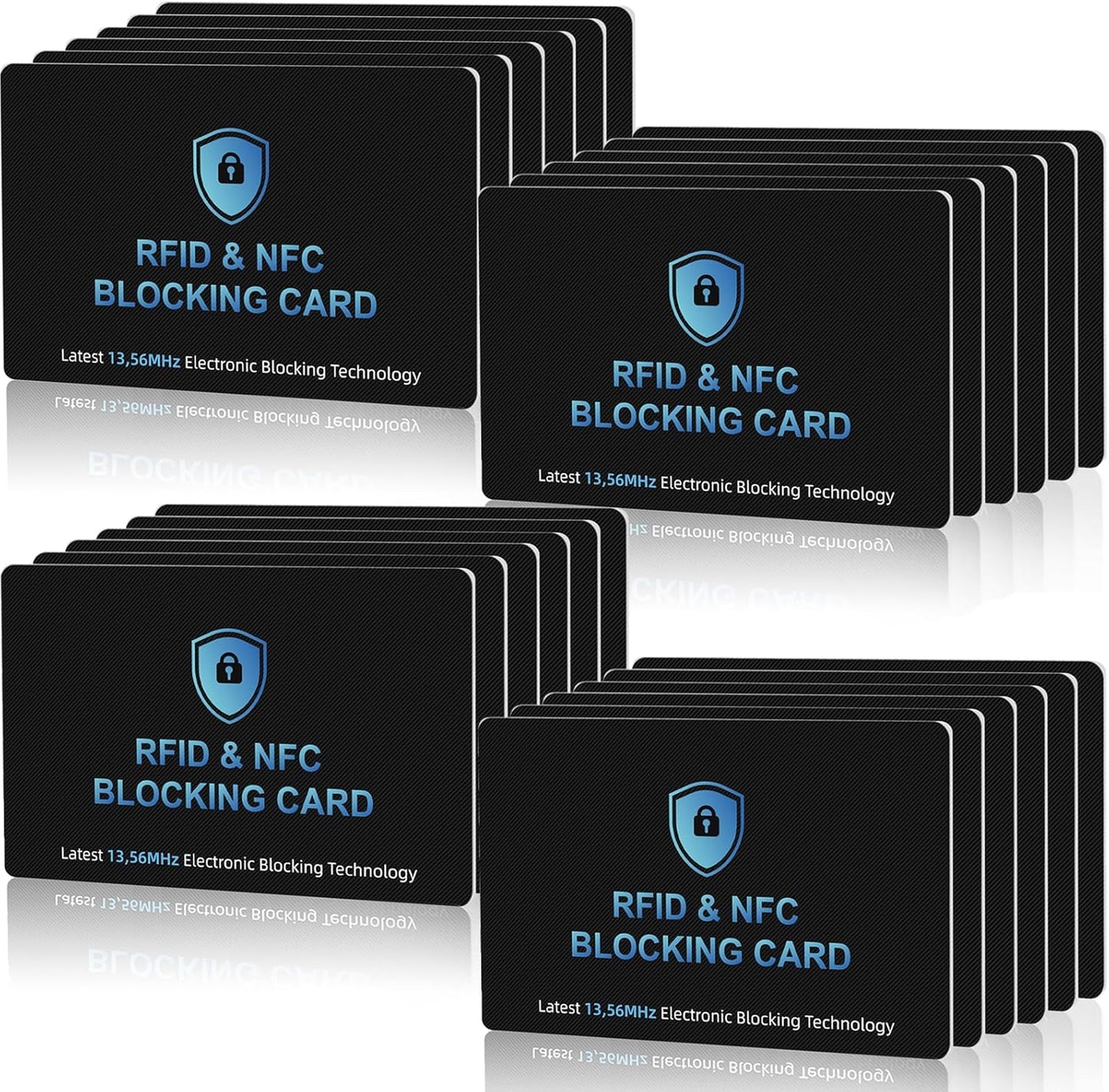 RFID Blocking Card, NFC Debit Credit Card Passport Protector, Entire Wallet Protection Blocker Set for Men & Women, Smart Slim Design Perfectly fits in Wallet and Purse (24)
