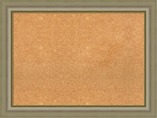 Amanti Art Natural Cork Board for Wall, 25x33 Vision Board with Silver Wood Frame, Medium Corkboard Office Decor for Home Organization, Traditional Corkboard Pinboard to display items for home