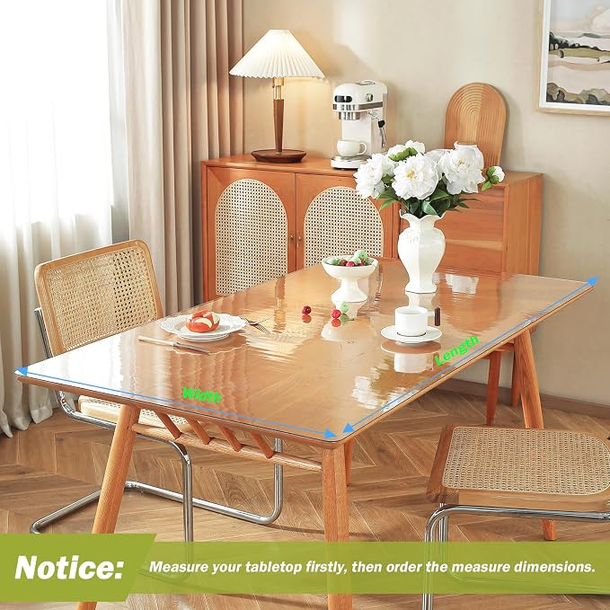 OstepDecor Clear Table Cover Protector 36 x 72 Inch, 1.5mm Thick Plastic Table - Image 5