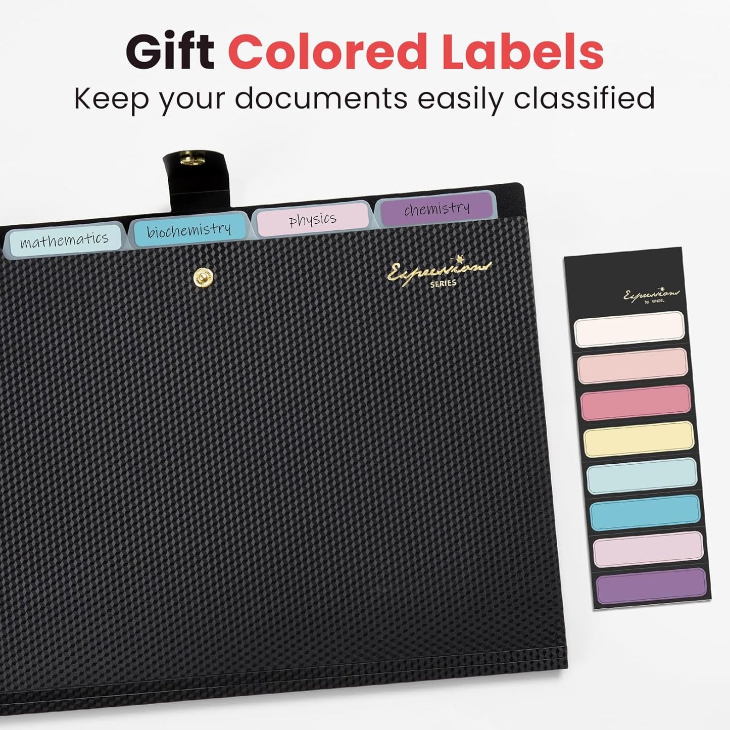 Sooez Accordion File Organizer, Letter Size Expanding File Folder with Labels, 5 Pocket Folders for Documents, Portable Paper Bill Receipt Organizer for Home School Office Supplies, Black