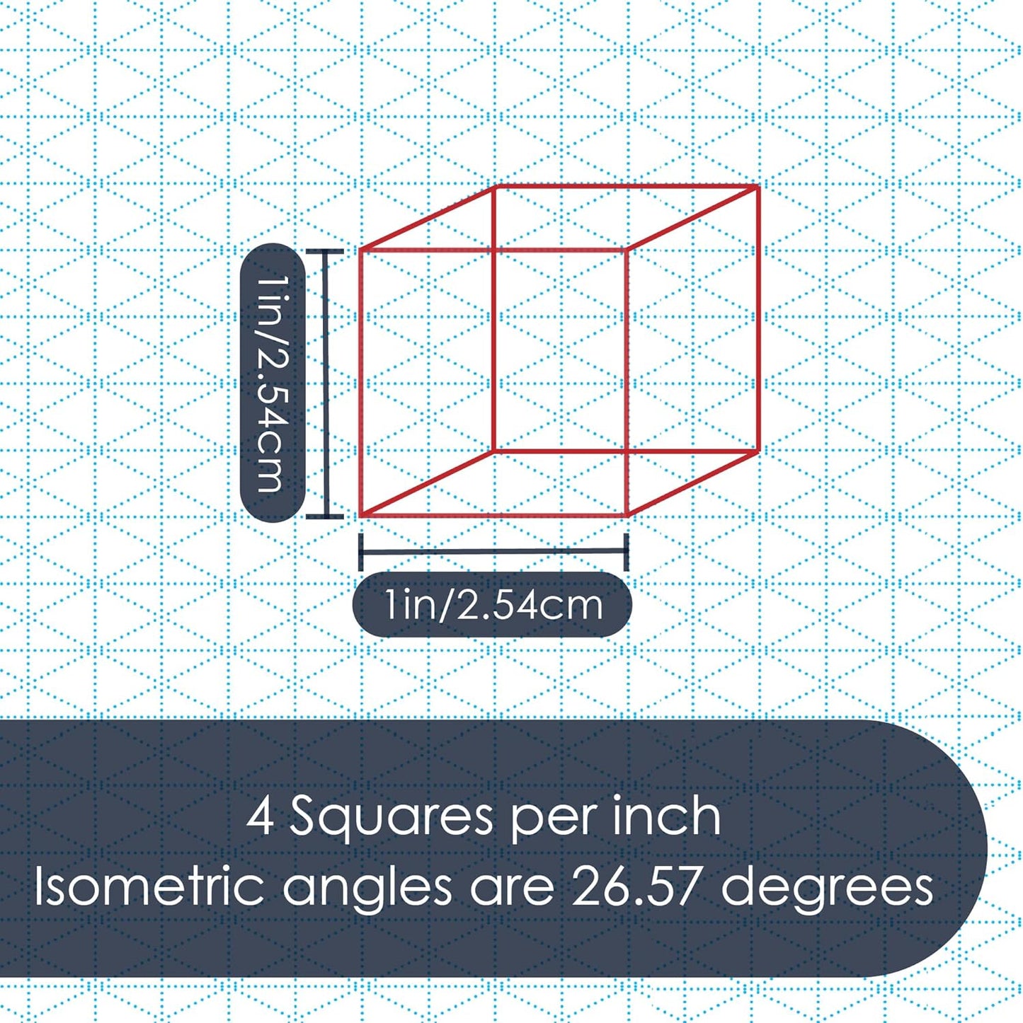 8.5" x 11" Isometric Graph Paper 50 Sheets Landscape - 0.25" Grid, Non-photo Blue, High Brightness, Drafting, Engineering, Art, 3D Design (3-Pack)