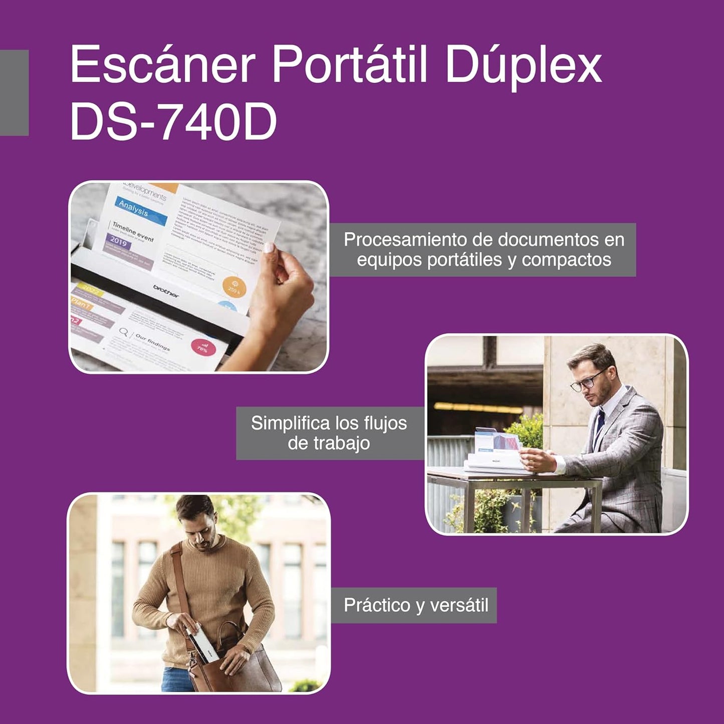 Brother DS-740D Duplex Compact Mobile Document Scanner