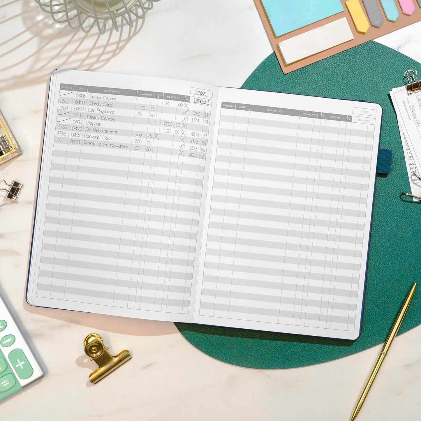 Clever Fox Check Register Book - Deluxe Transaction Register, Accounting Ledger Book, Checkbook Register & Checking Account Register Book for Personal and Work Use, Large Size, 7x10” - Mystic Blue