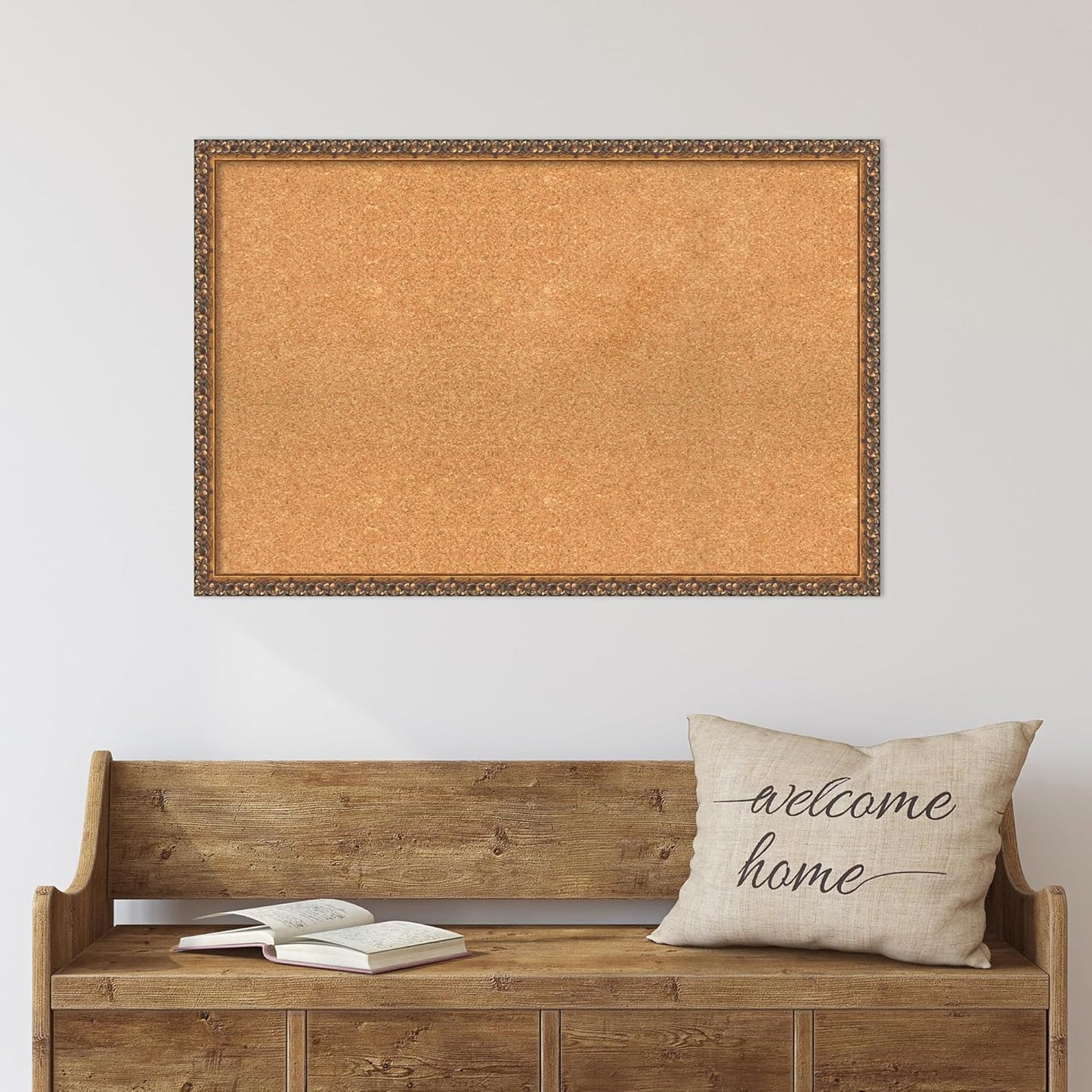 Amanti Art Natural Cork Board for Wall, 24x36 Vision Board with Bronze Frame, Large Corkboard Office Decor for Home Organization, Traditional Corkboard Pinboard to Display Items for Home Organization