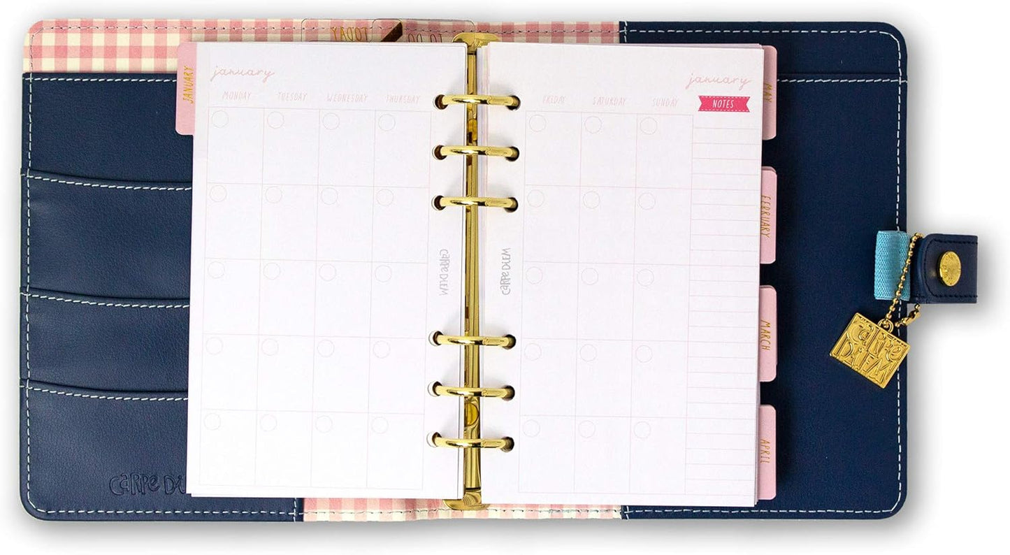 Pukka Pad, Carpe Diem Personal Planner - Soft Cover Binder with Weekly, Monthly Undated Inserts in Tabbed Sections, Interior Pockets and Sticker Sheets - 8 X 7.5 X 1.4 Inches, Disty Floral