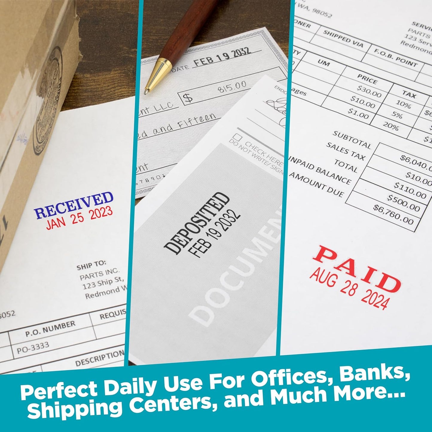 MaxMark Self-Inking Rubber Date Office Stamp with OVERDUE Phrase & Date - RED Ink (Max Dater)