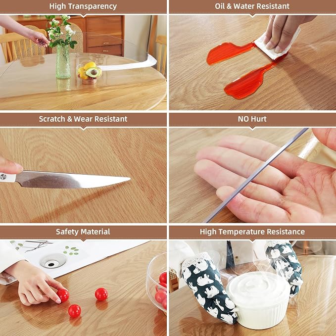Warmstar Clear Table Protector 2mm Thick, Dia.70Inch Round Clear Table Cover - Image 3