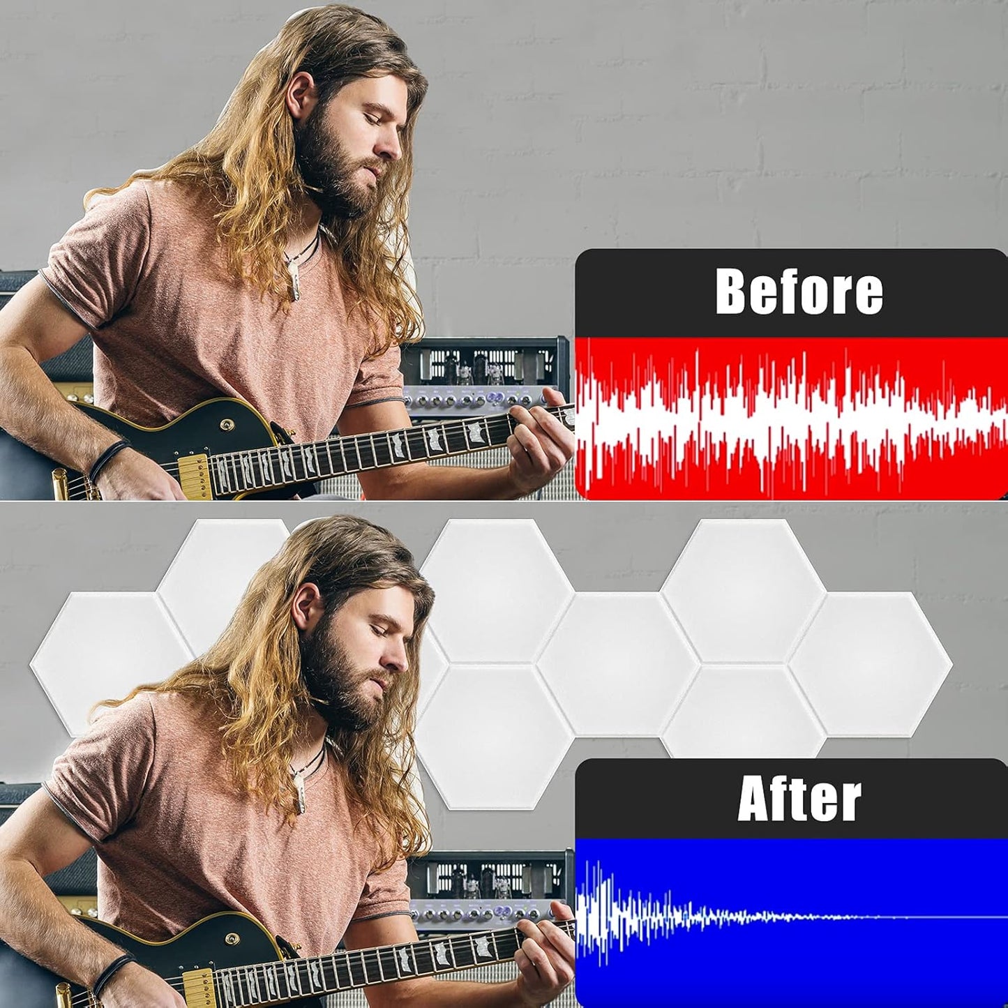 12 Pack Self-Adhesive Acoustic Panels 12" X 10" X 0.4" - Sound Proof Foam Panels for Walls, Stylish Hexagonal Design, Flame Resistant, Absorb Noise and Eliminate Echoes(Pure White)