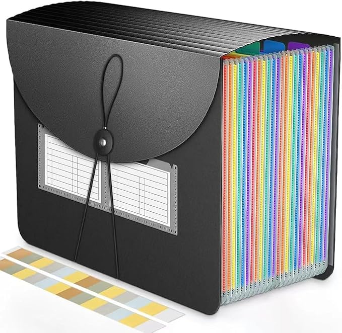 Accordion File Organizer Expanding File Folders, 25 Pockets Document Organizer by Vanulee