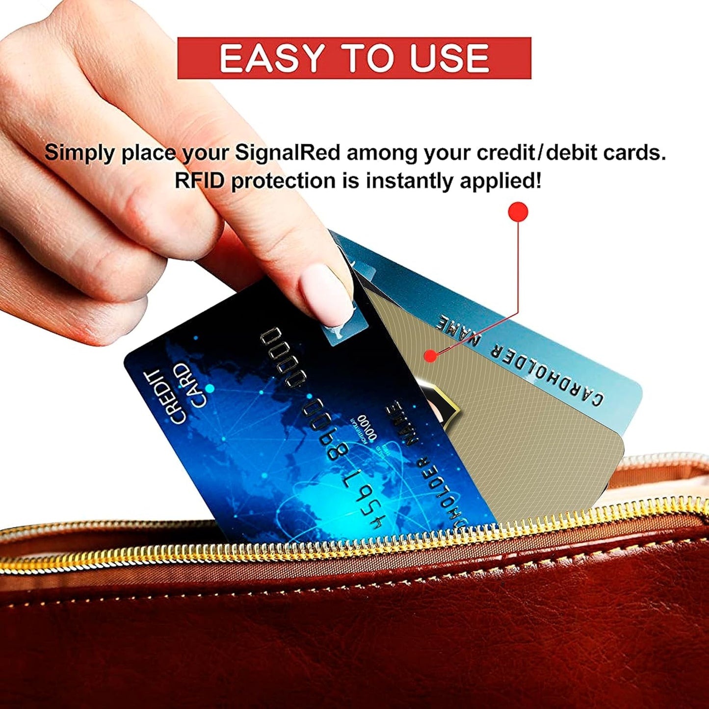 SaiTech IT RFID Protected Cards, 2 Pack One Card Protects Entire Wallet Purse For Men & Women, NFC Contactless Bank Debit Credit Card Protector ID ATM Guard Card – Golden