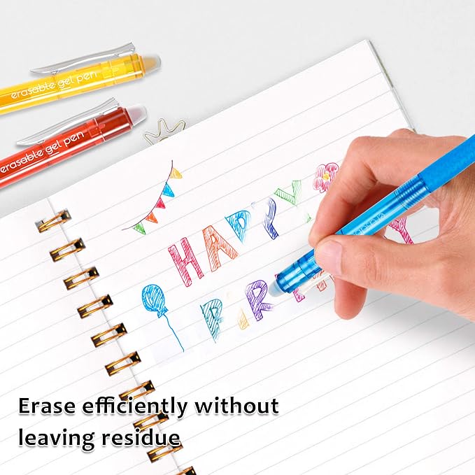 Lineon Erasable Gel Pens, 26 Colors Retractable Erasable Pens Clicker - Image 4