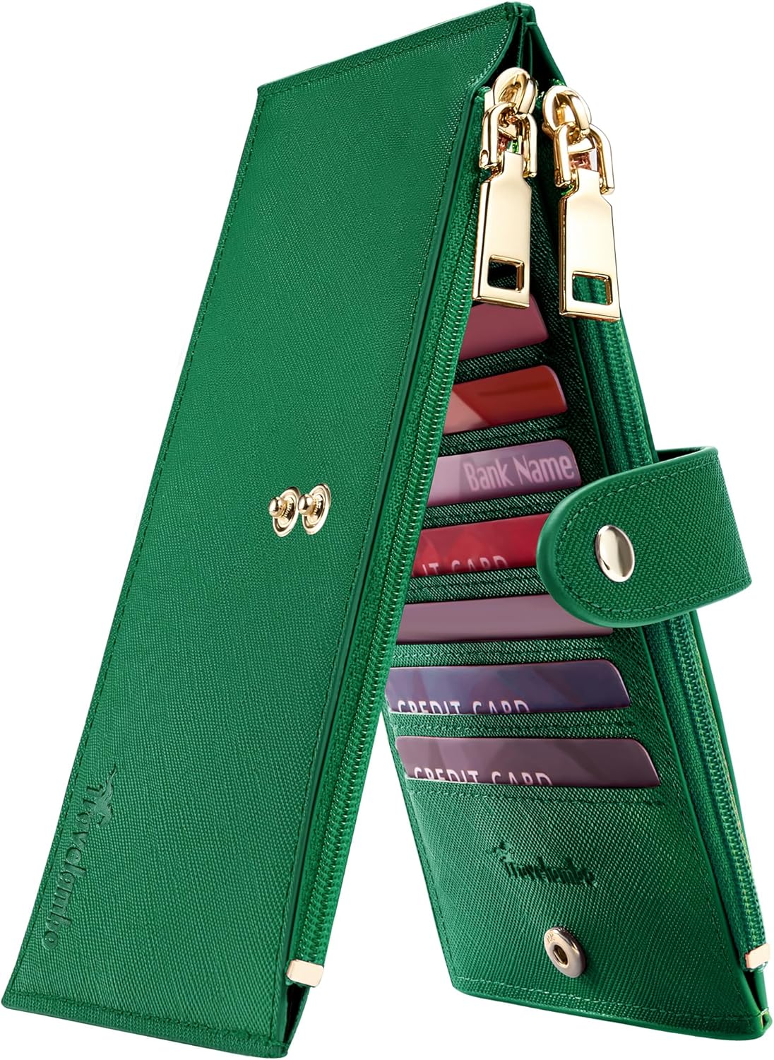 Travelambo RFID Wallet Women Large Size Bifold Multi Card Wallet Case with Zipper Pocke Credit Card Holder for Women