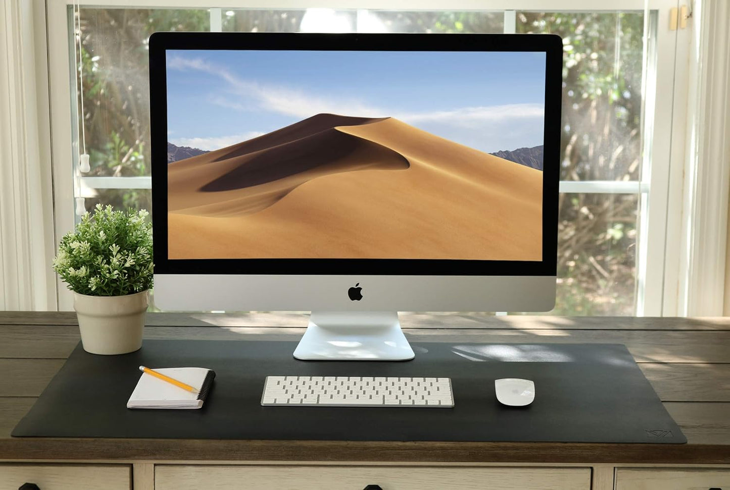 Vine Creations Leather Desk Mat 24" x 17", Desk Protector, PU Leather Desk Pad, Small Desk Pad Mat, Desk Blotter, Desk Pads on Top of Desks, Small Desk Mat for Home or Office (Black)