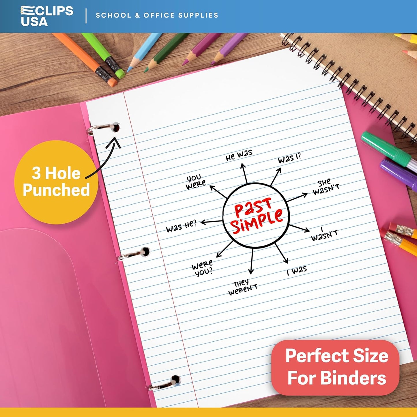Notebook Paper, College Ruled Loose Leaf Paper (24 Pack), Filler Paper, 10.5” x 8”, Filler Paper, 200 Sheets Per Pack, 60 gsm (24 Pack)