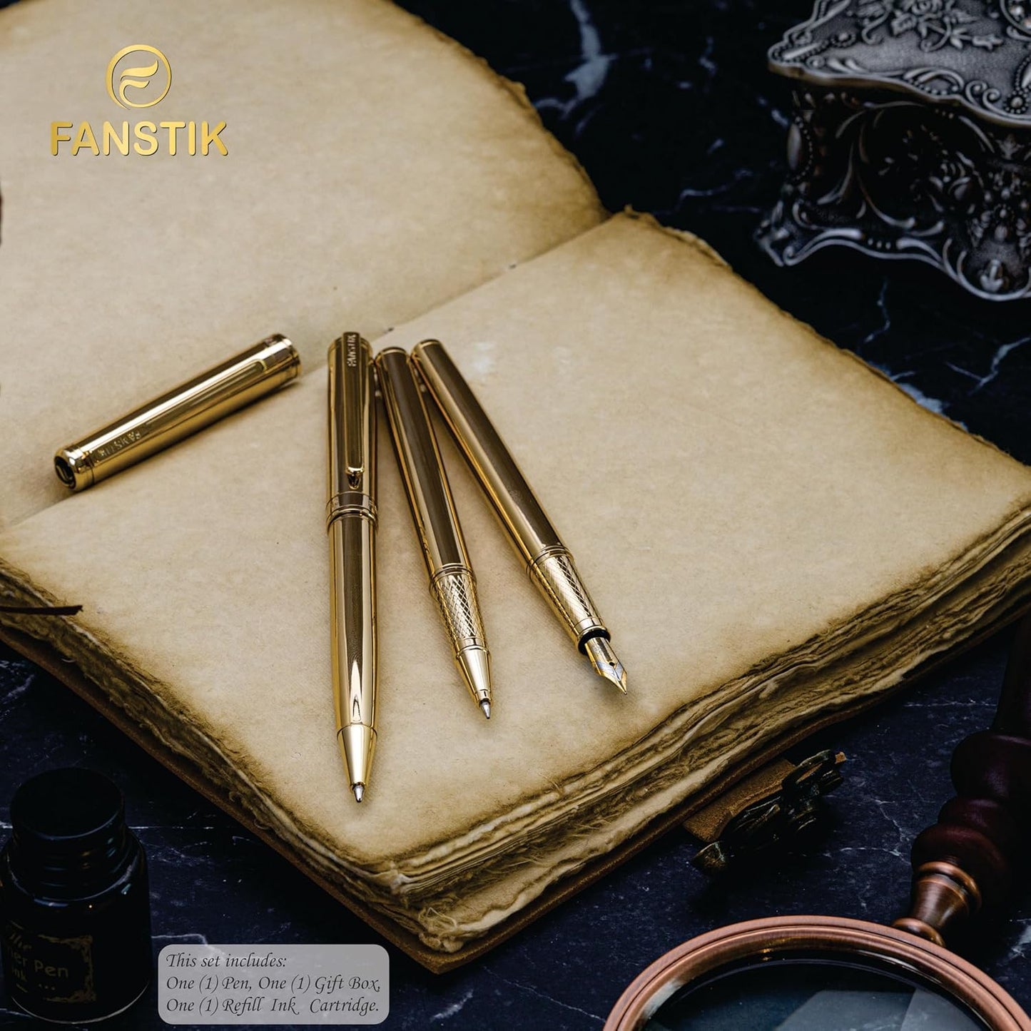 Gold Luxury ballpoint Pen (Made In USA) fancy gift set for women, Real 24K Gold Plating, Professional executive pen gift set for men (Lux BallPoint Gld)