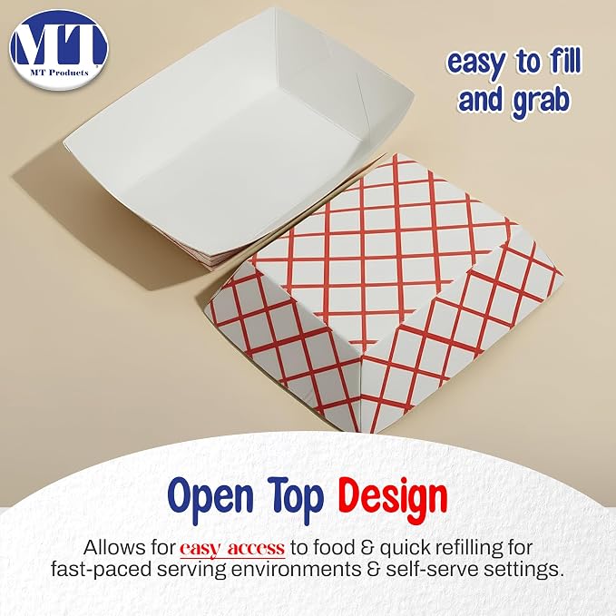 MT Products Small 1/2 lb Disposable Paper Food Trays – 100 Pack – - Image 6