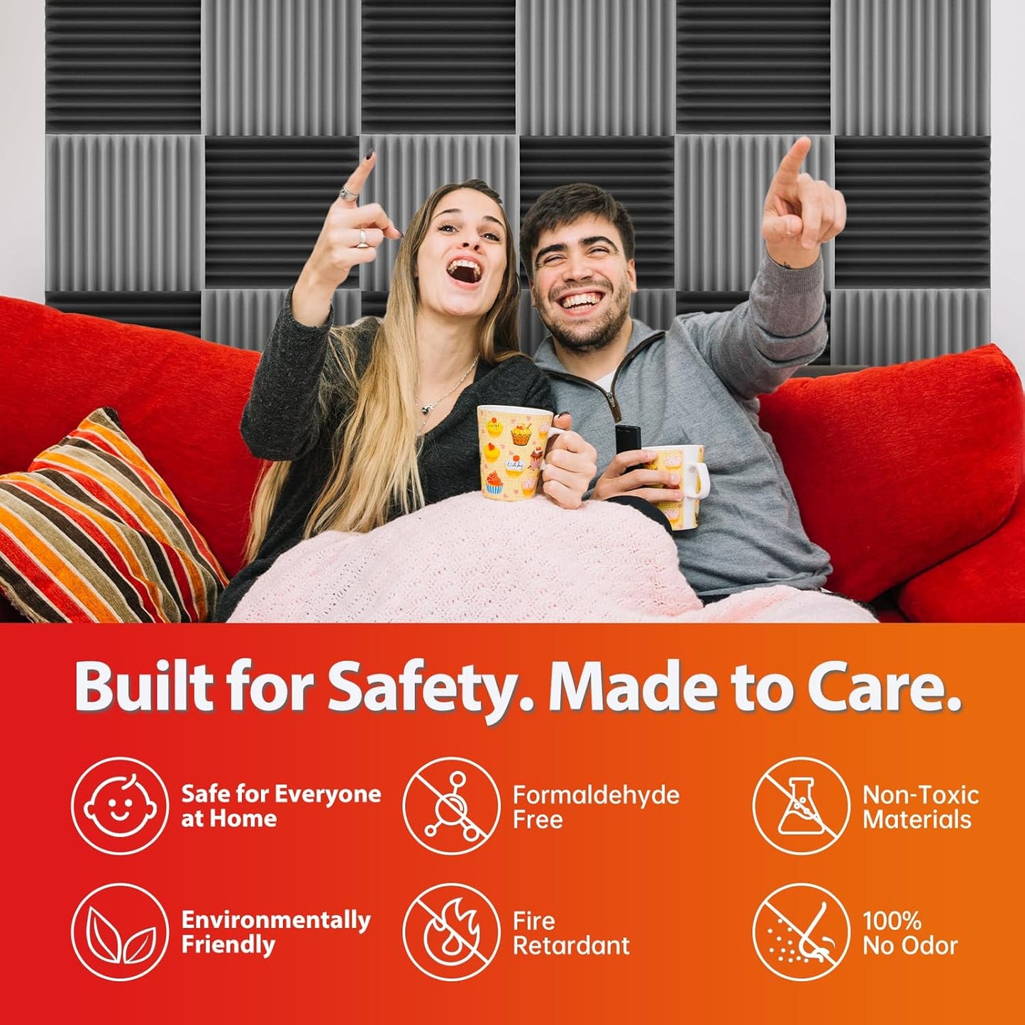 54 Pack Acoustic Panels – Sound Proof Foam Panels for Wall 12"x12"x1", Flame Retardant Wedge Acoustic Foam, High-Density Sound Absorbing Panels for Home Studio(Gray, 1" Thick 54 Pack)