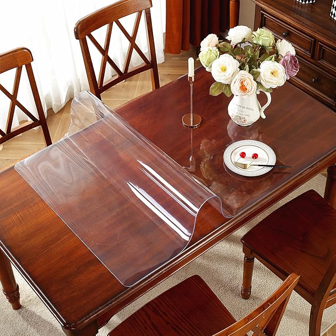 OstepDecor 46 x 66 Inch Clear Table Cover Protector, 2mm Thick Clear Plastic - Image 2