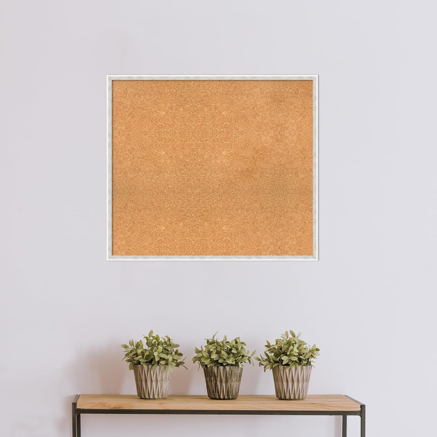 Amanti Art Natural Cork Board for Wall, 29x33 Vision Board with White Frame, Large Corkboard Office Decor for Home Organization, Modern Corkboard Pinboard to Display Items for Home Organization in