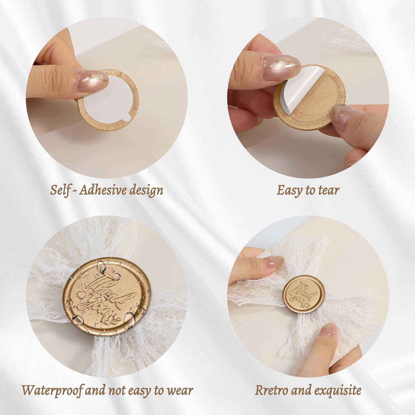 25 Pcs Handmade Wax Seal Stickers, Wedding Invitation Envelope Seal Stickers, Perfect for Invitation, Christmas, Gift Wrapping(Thank You Style, Light Gold Wax)