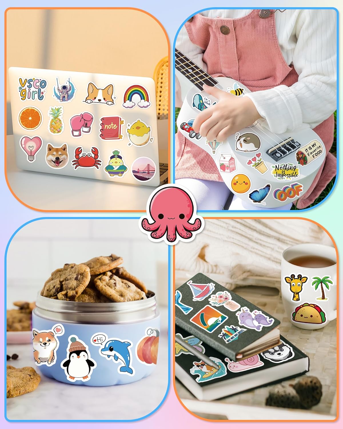Sticker for Water Bottles, 400 Pcs/Pack Cute Vinyl Waterproof Vsco Laptop Stickers for School Students Gifts Classroom Teachers Prizes Stickers for Kids