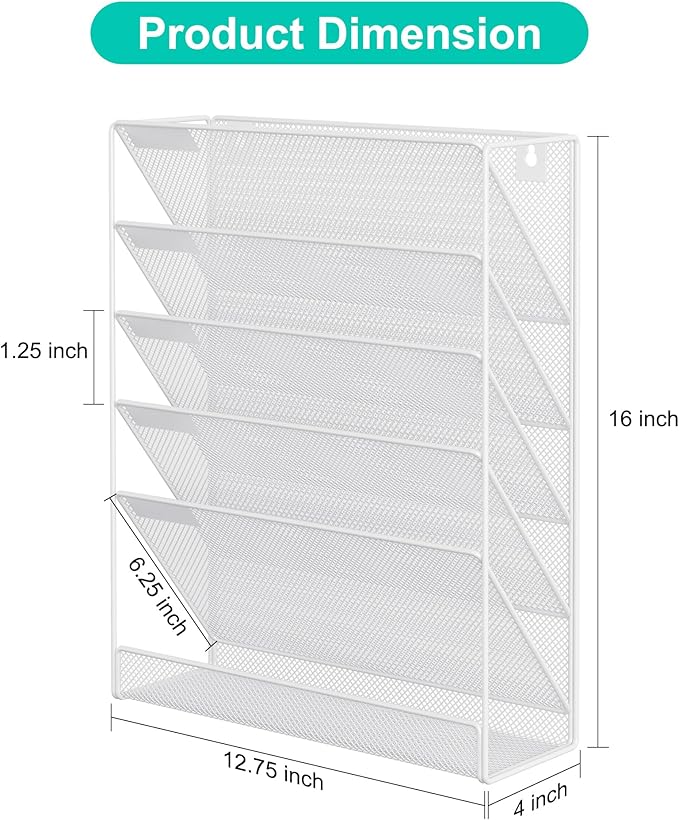 EasyPAG 5 Tier Wall File Holder, Mesh Hanging Folder Organizer - Image 7