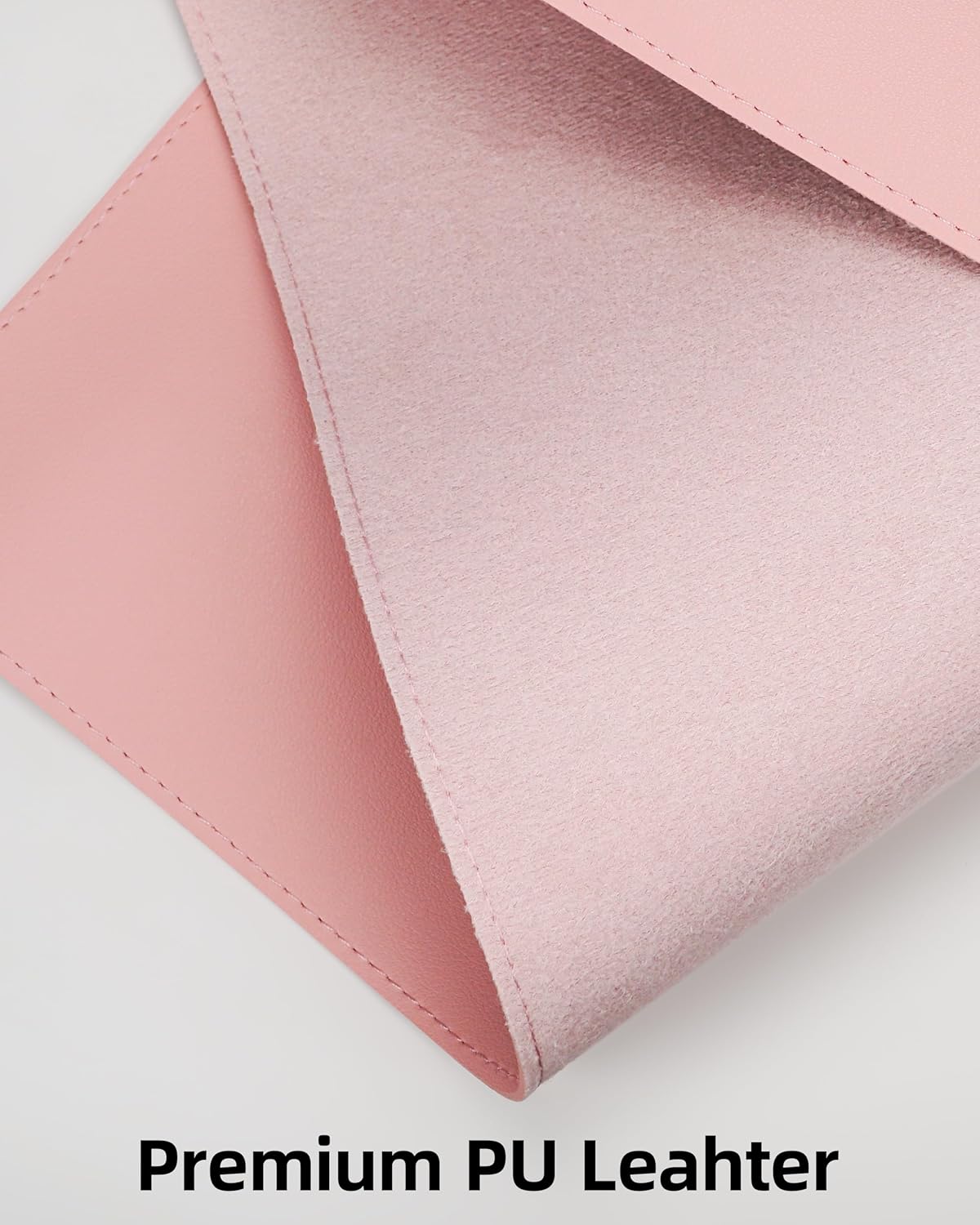 Desk Pad Mat 23.6"x13.7" - Waterproof Mouse Pad & Desk Protector, Non-Slip PU Leather for Gaming Keyboard/Mouse, Stitched Edge XL Office Desk Pad with Ergonomic Support(Pink)