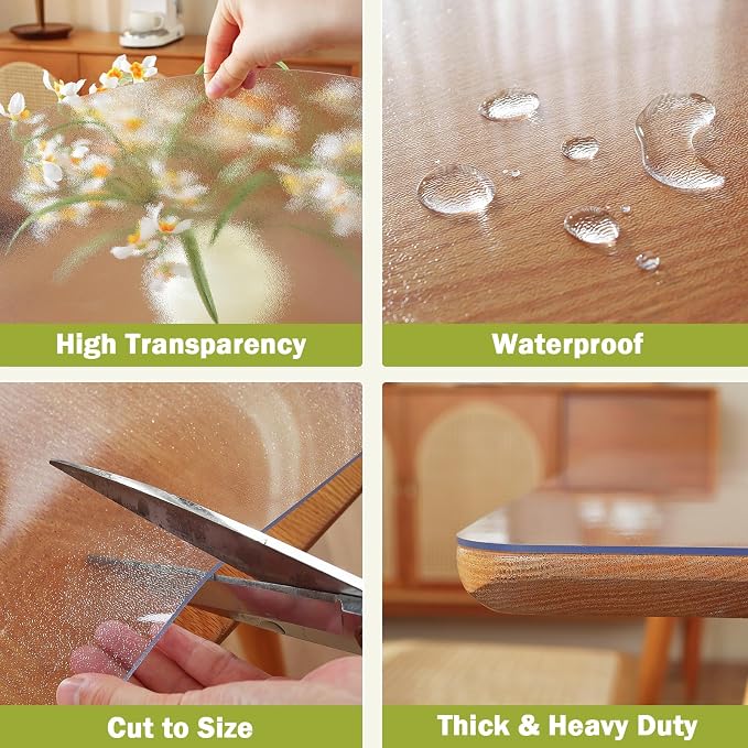 OstepDecor Frosted Clear Table Cover Protector 32 x 60 Inch, 1.5mm Thick - Image 4