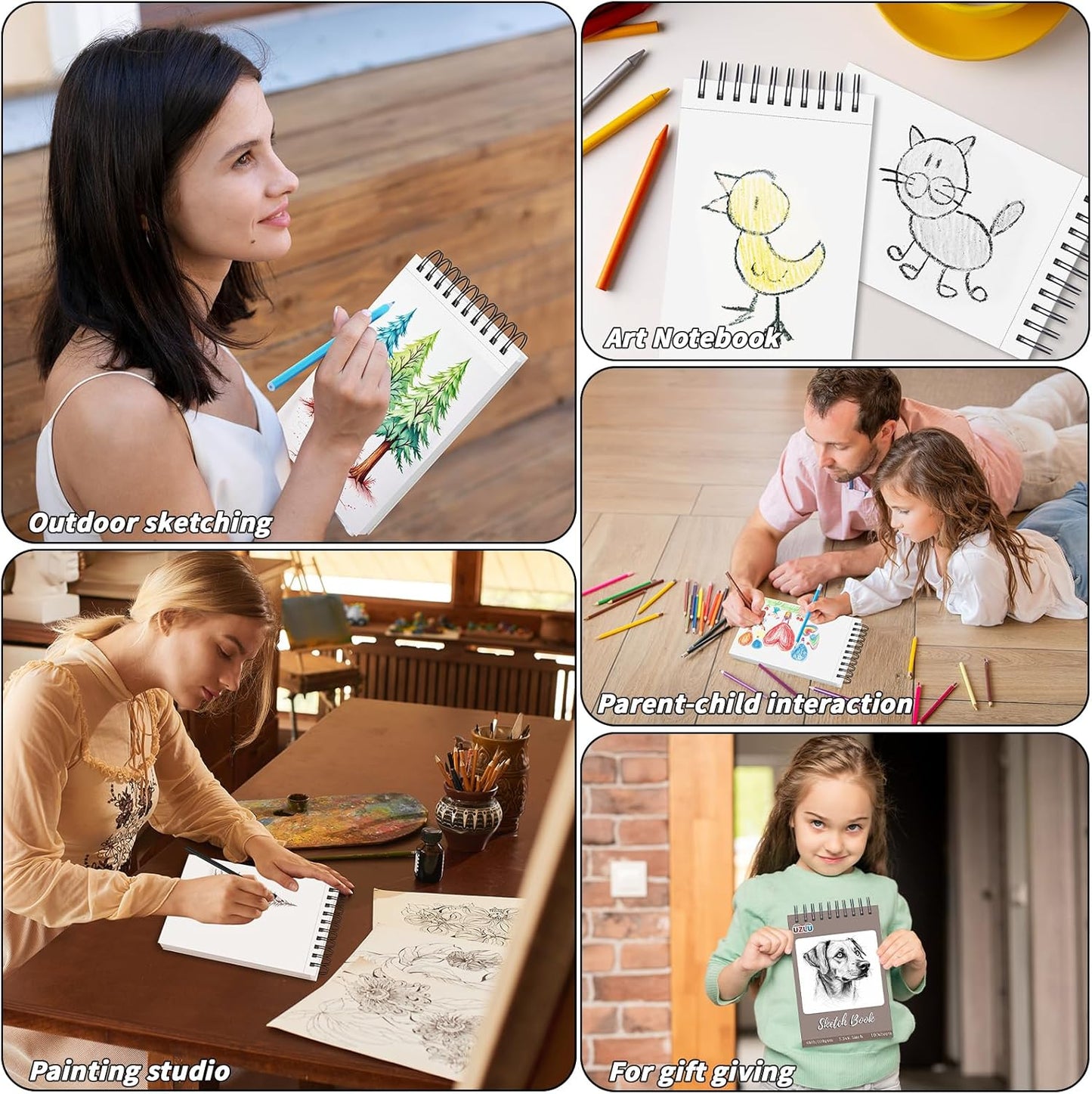 20 Pcs Sketch Book Bulk 5.5 x 8.5 In Drawing Paper Pad Top Spiral Bound Sketch Book 800 Sheet 68lb/100gsm Thick Paper Acid Free Mixed Media Sketchbook Art Supplies for Kid Adult Painting Beginner Artist