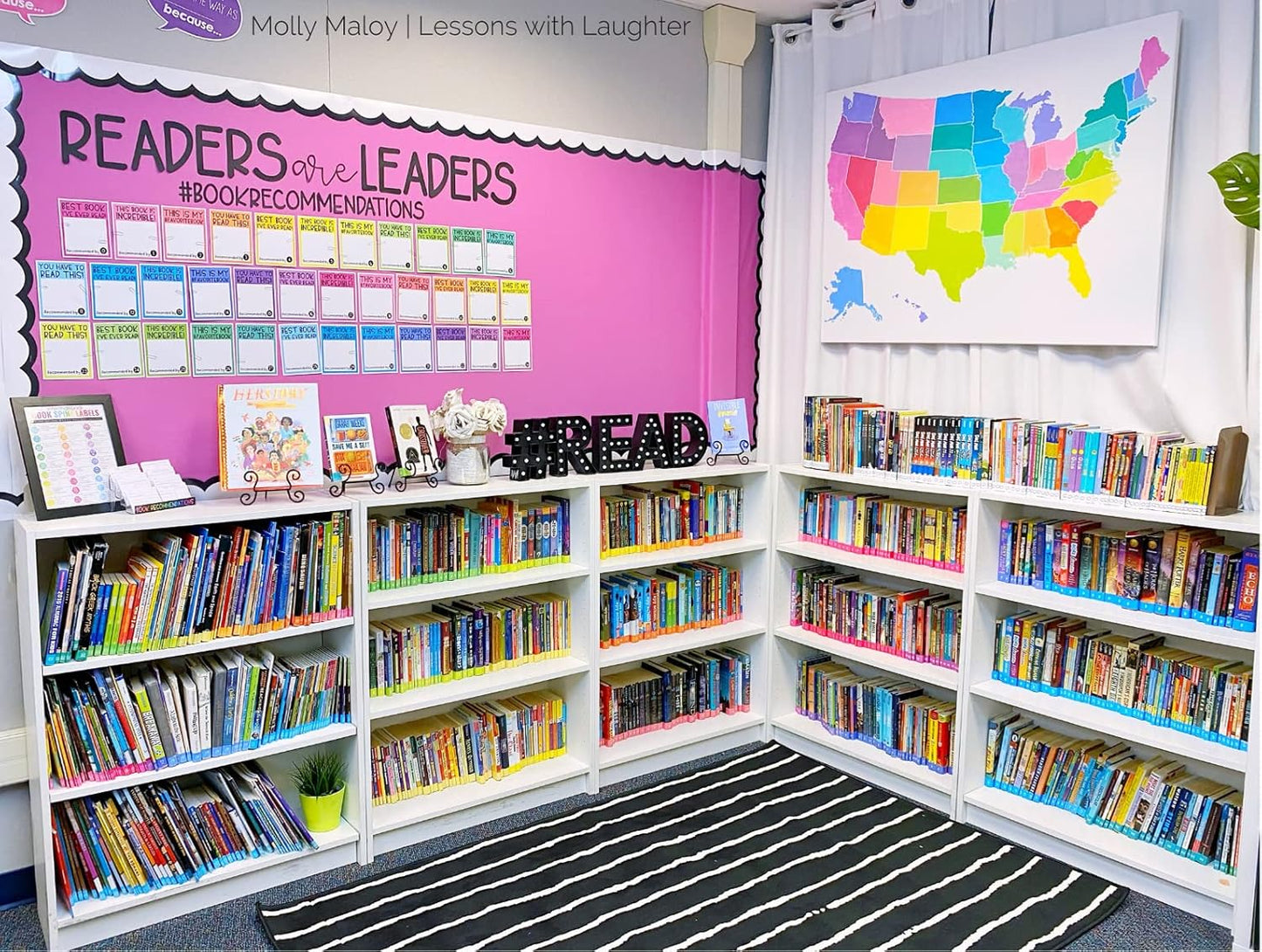 Alphabet Book Spine Labels for Classroom Library | 540PCS Teacher Supplies Stickers for Classroom Book Shelf/Book Bins | 26 Colors Letter (10 Sheet Pack)