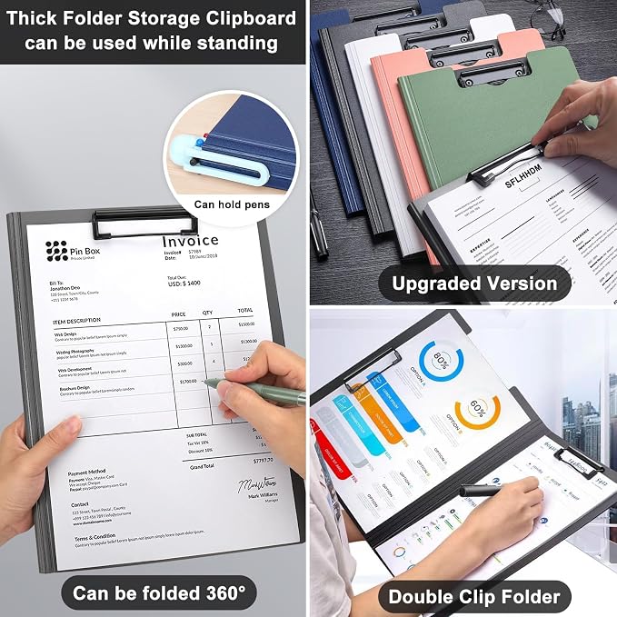 SFLHHDM 5 PCS Clipboard Foldable, 360°Cover Folder Plastic Clipboards - Image 7