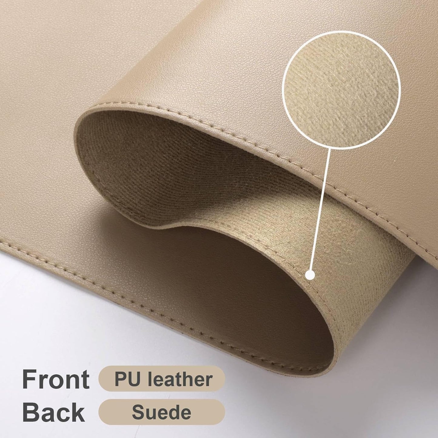 DAWNTREES Desk Mat Protector,PU Leather Laptop Pad,Non Slip, 23.6" x 13.8" Large Mouse Pad and Keyboard Mat, Waterproof Writing Pad for Office and Home (Beige)