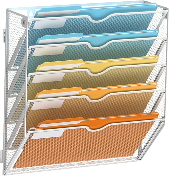 SUPEASY 5 Tier Wall File Organizer, Hanging Wall Mounted Mail Organizer by SUPEASY