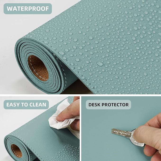 AFIING Cork Desk Mat, 31.5" x 17", Light Blue, Desk pad Protector | Dual-Sided - Image 4